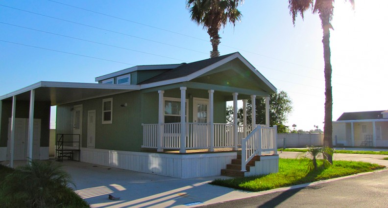 Manufactured home exterior on a lot